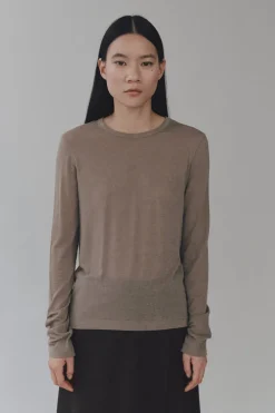 WOOL TENCEL CREW NECK TOP