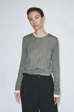 WOOL TENCEL CREW NECK TOP