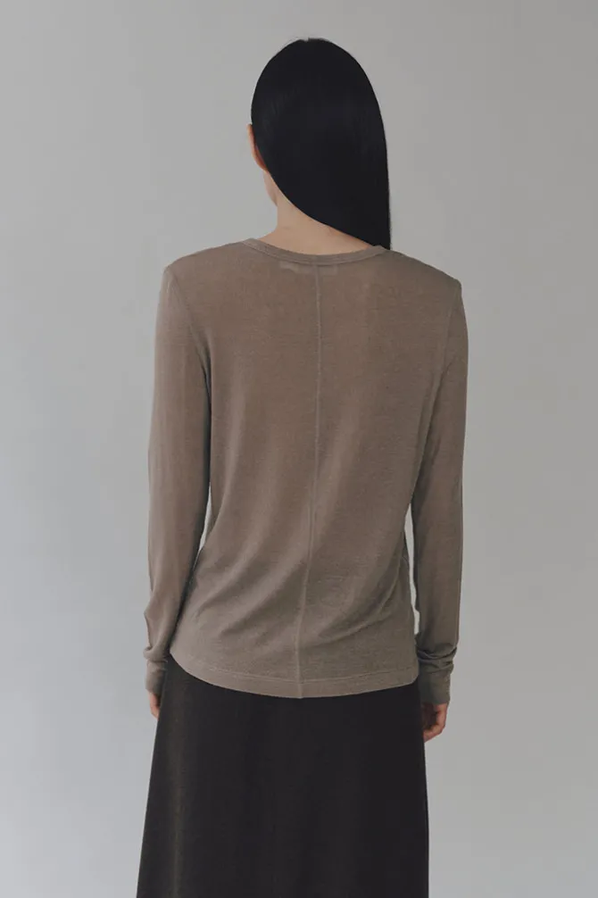 WOOL TENCEL CREW NECK TOP