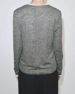 WOOL TENCEL CREW NECK TOP