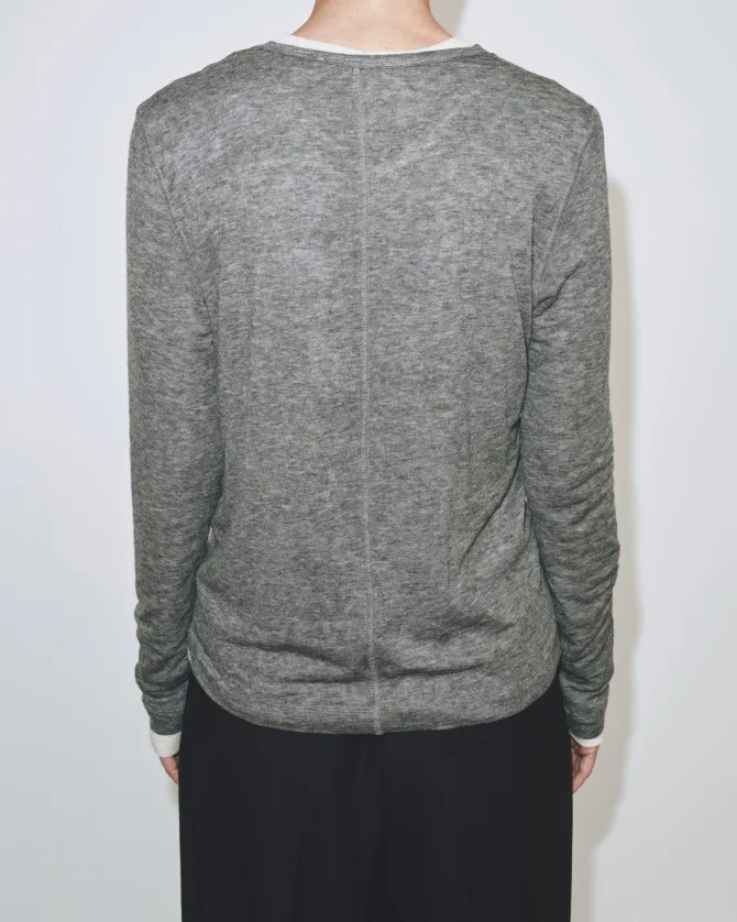 WOOL TENCEL CREW NECK TOP