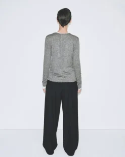 WOOL TENCEL CREW NECK TOP