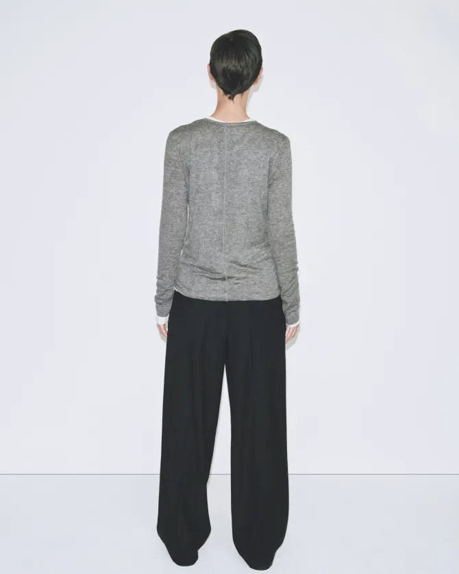 WOOL TENCEL CREW NECK TOP