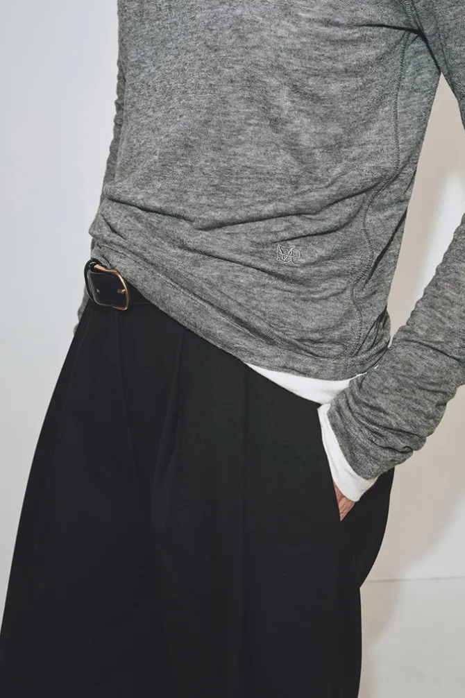 WOOL TENCEL CREW NECK TOP
