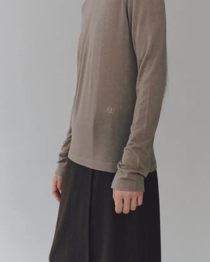 WOOL TENCEL CREW NECK TOP