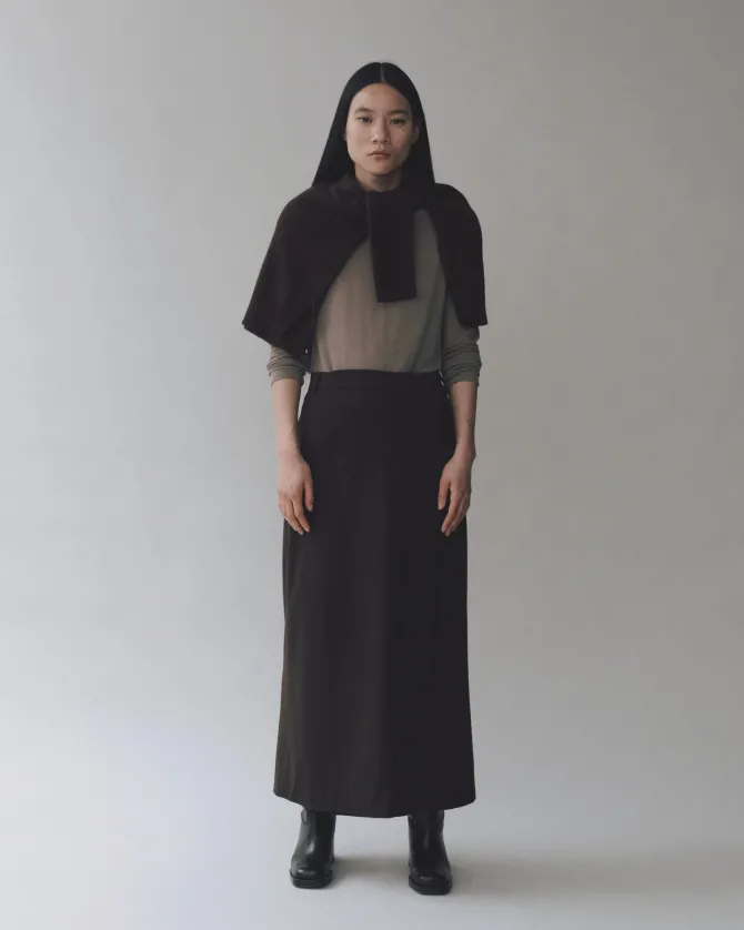 WOOL TENCEL CREW NECK TOP