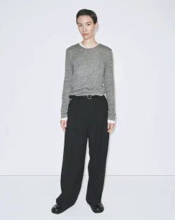 WOOL TENCEL CREW NECK TOP