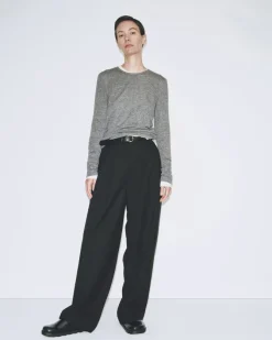 WOOL TENCEL CREW NECK TOP