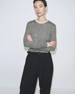 WOOL TENCEL CREW NECK TOP