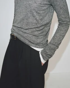 WOOL TENCEL CREW NECK TOP