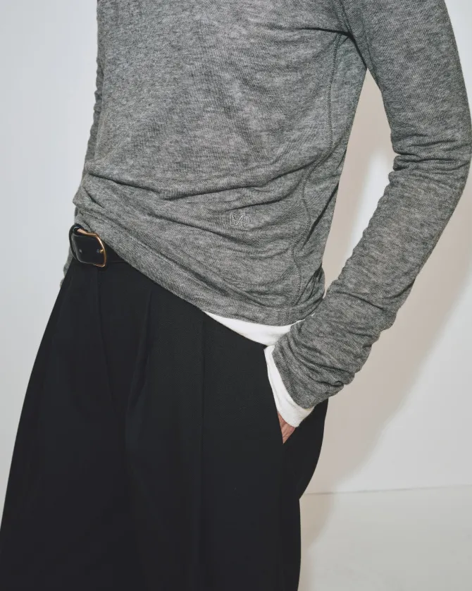 WOOL TENCEL CREW NECK TOP