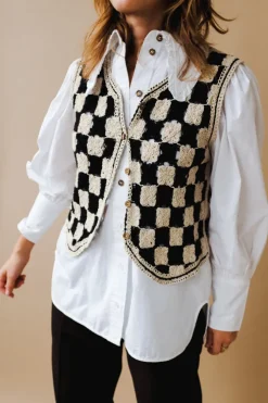 ZANNA KNIT VEST BLACK