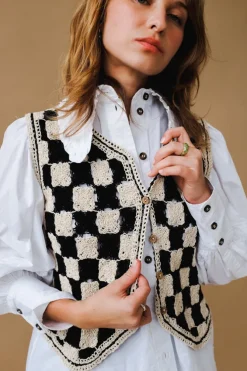 ZANNA KNIT VEST BLACK